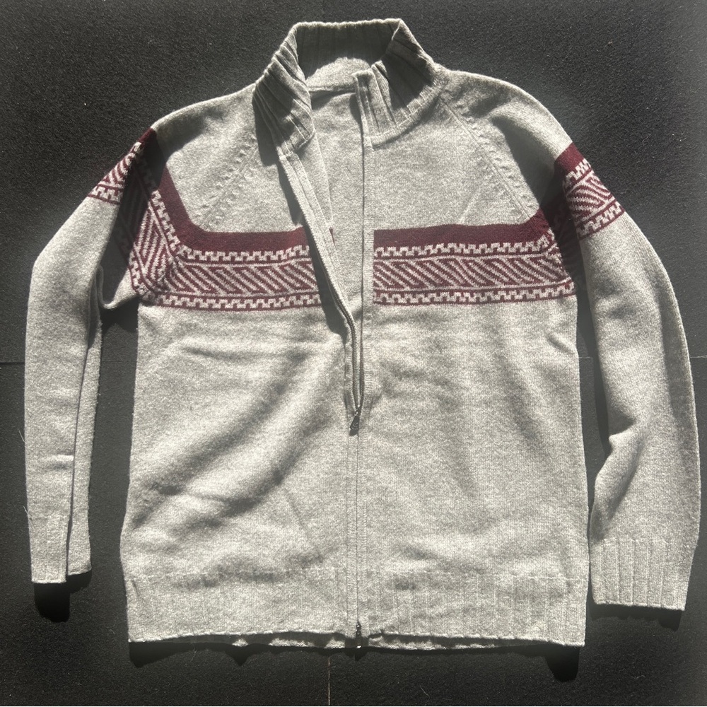 Calvin Klein Gray and Maroon Zip Up Sweater